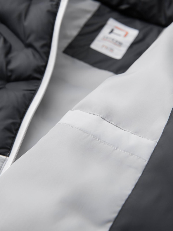 Ombre Clothing Muška prošivana jakna s uklonjivom kapuljačom - grafit i bijela V3 OM-JALP-0206 Ombre Clothing