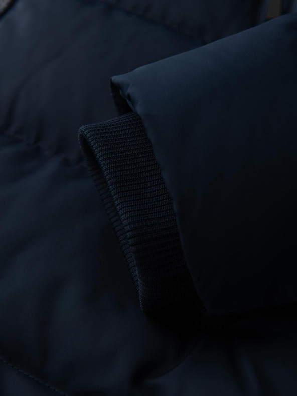 Ombre Clothing Muška jakna s asimetričnim prošivanjem i kapuljačom - tamno plava V4 OM-JAHP-0304 Ombre Clothing