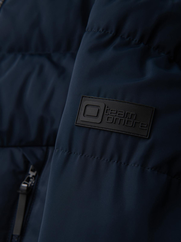 Ombre Clothing Muška jakna s asimetričnim prošivanjem i kapuljačom - tamno plava V4 OM-JAHP-0304 Ombre Clothing