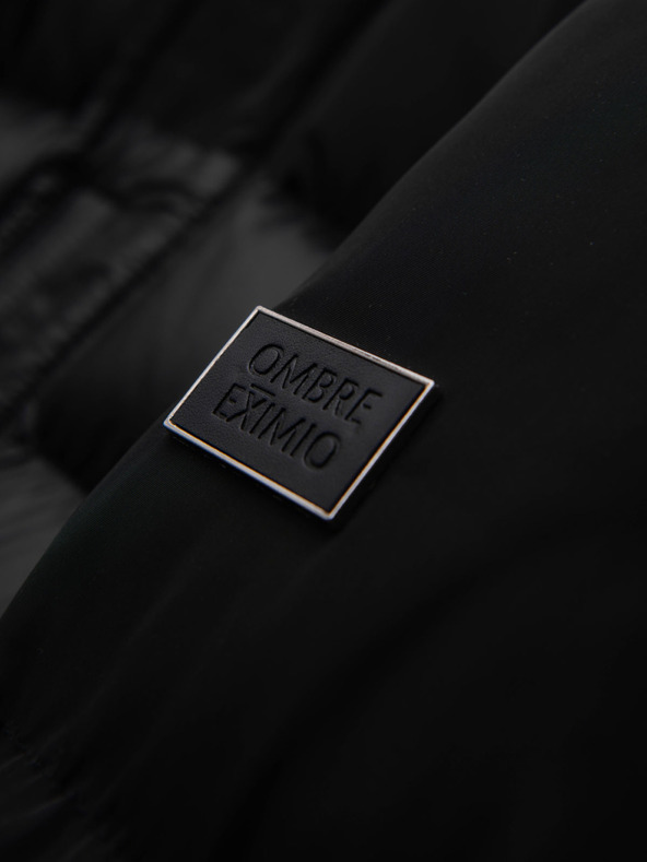 Ombre Clothing Muška prošivana jakna s visokim ovratnikom i kapuljačom - crna V1 OM-JALJ-0266 Ombre Clothing