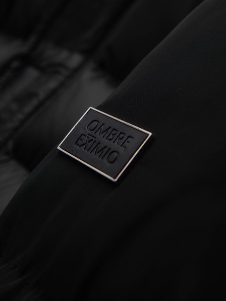 Ombre Clothing Muška prošivana jakna s visokim ovratnikom i kapuljačom - crna V1 OM-JALJ-0266 Ombre Clothing