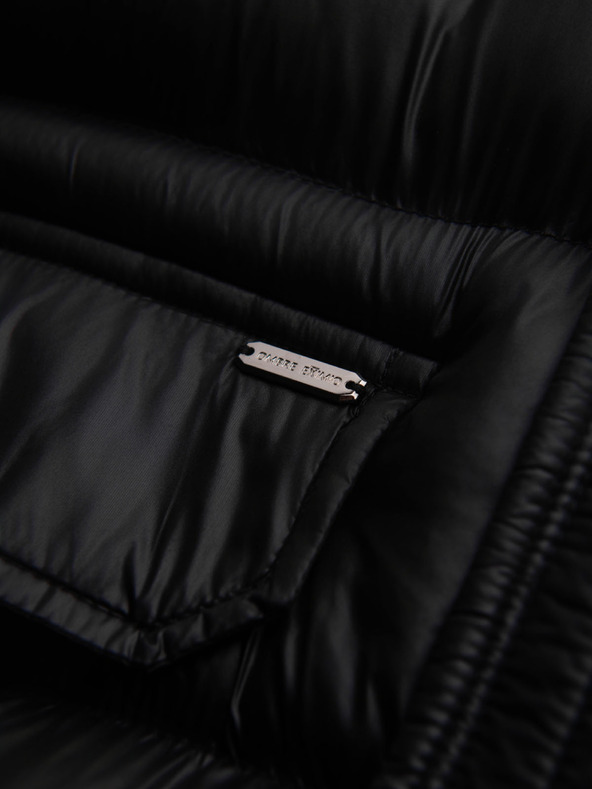 Ombre Clothing Muška prošivana jakna s visokim ovratnikom i kapuljačom - crna V1 OM-JALJ-0266 Ombre Clothing