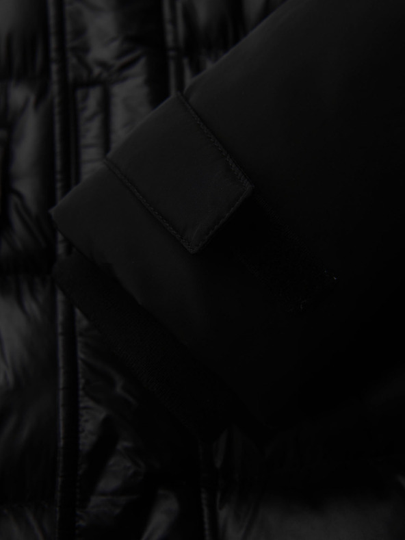 Ombre Clothing Muška prošivana jakna s visokim ovratnikom i kapuljačom - crna V1 OM-JALJ-0266 Ombre Clothing