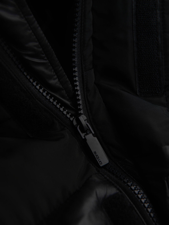 Ombre Clothing Muška prošivana jakna s visokim ovratnikom i kapuljačom - crna V1 OM-JALJ-0266 Ombre Clothing