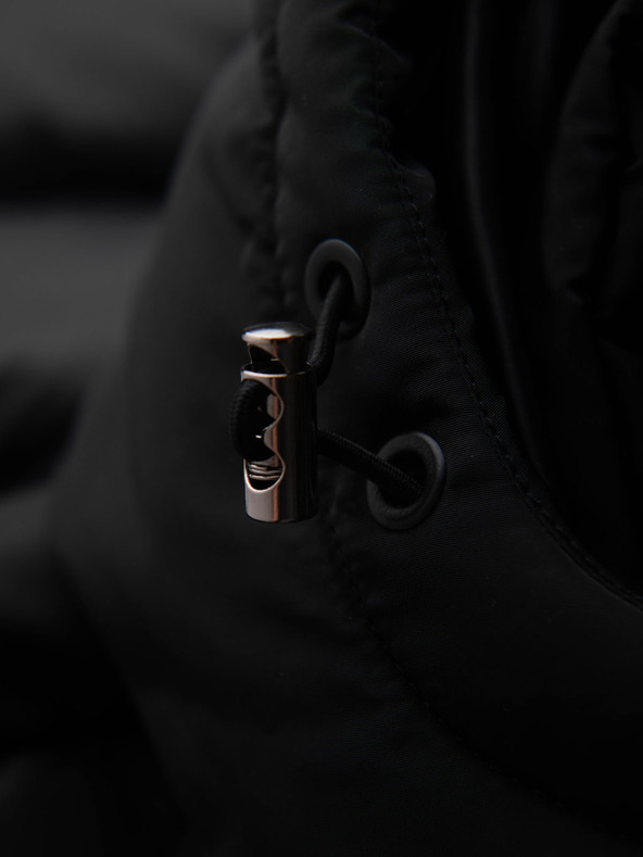 Ombre Clothing Muška prošivana jakna s visokim ovratnikom i kapuljačom - crna V1 OM-JALJ-0266 Ombre Clothing