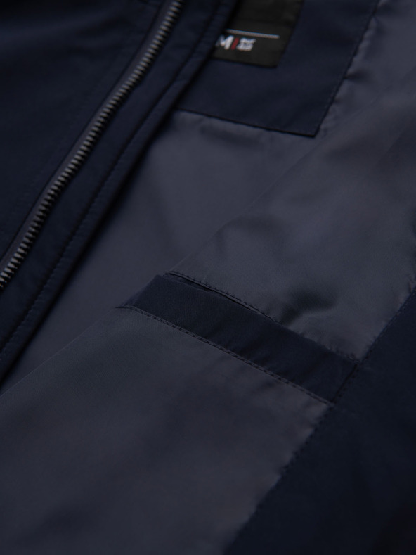 Ombre Clothing Muška jakna s kapuljačom i visokim ovratnikom - tamno plava V2 OM-JANP-0222 Ombre Clothing