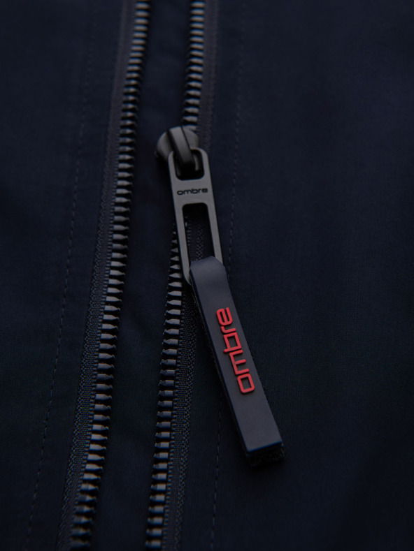 Ombre Clothing Muška jakna s kapuljačom i visokim ovratnikom - tamno plava V2 OM-JANP-0222 Ombre Clothing