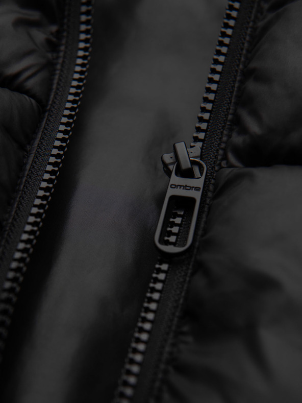 Ombre Clothing Muška prošivana jakna s kapuljačom - crna V1 OM-JAHP-0235 Ombre Clothing