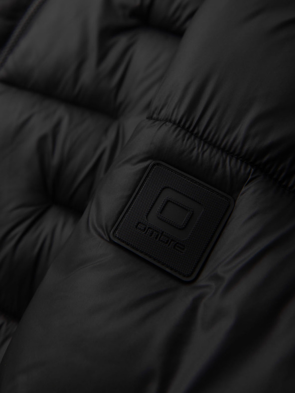 Ombre Clothing Muška prošivana jakna s kapuljačom - crna V1 OM-JAHP-0235 Ombre Clothing