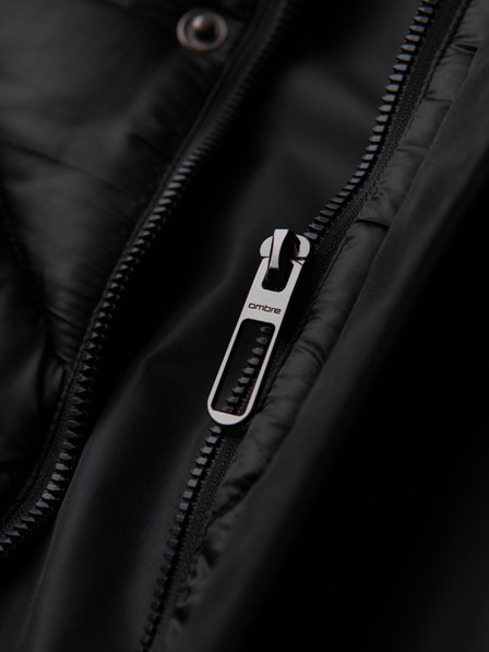Ombre Clothing Muška jakna s kapuljačom i geometrijskim rombičnim prošivanjem - crna V1 OM-JAHP-0237 Ombre Clothing