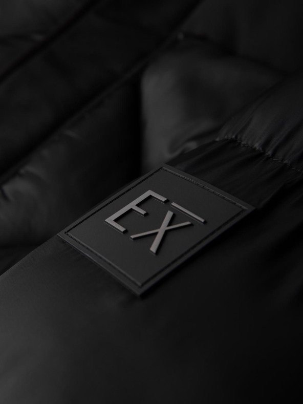 Ombre Clothing Muška jakna s kapuljačom i geometrijskim rombičnim prošivanjem - crna V1 OM-JAHP-0237 Ombre Clothing