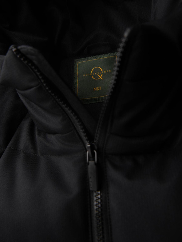 Ombre Clothing Muška dugačka prošivana jakna s kapuljačom - crna V1 OM-JALJ-0264 Ombre Clothing