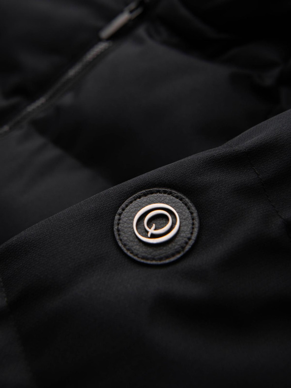 Ombre Clothing Muška dugačka prošivana jakna s kapuljačom - crna V1 OM-JALJ-0264 Ombre Clothing