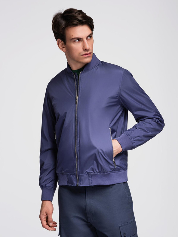 Ombre Clothing Muški lagani rebrasti bomber - tamno plava V4 C644 Ombre Clothing