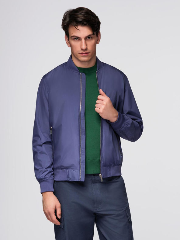 Ombre Clothing Muški lagani rebrasti bomber - tamno plava V4 C644 Ombre Clothing