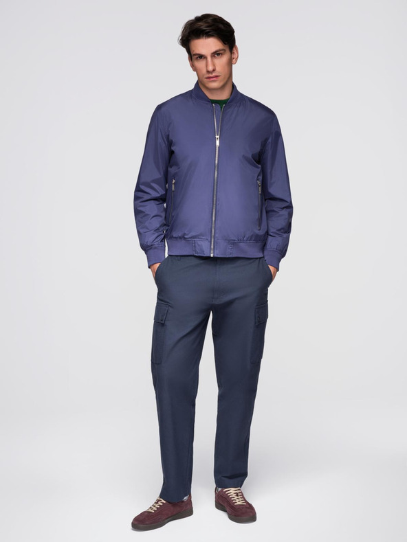 Ombre Clothing Muški lagani rebrasti bomber - tamno plava V4 C644 Ombre Clothing