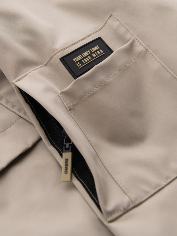 Ombre Clothing Muška funkcionalna prijelazna jakna s kapuljačom - bež V3 OM-JANP-0225 Ombre Clothing