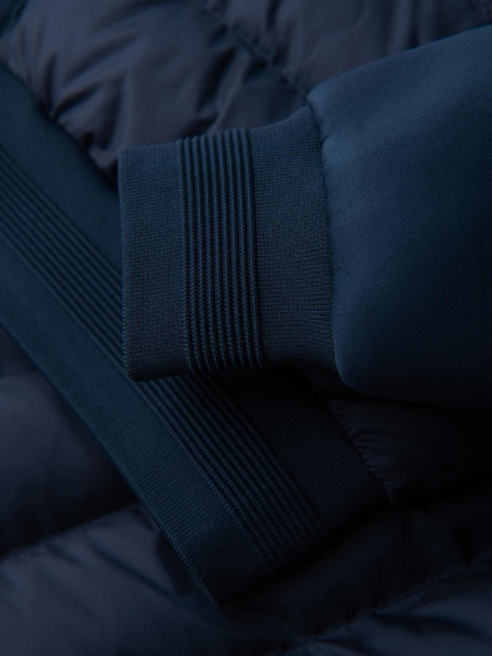 Ombre Clothing Prošivana bomber jakna s kapuljačom i pletenim rukavima - tamno plava V2 OM-JALP-0298 Ombre Clothing