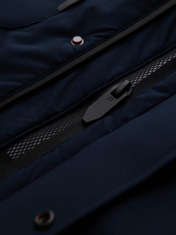 Ombre Clothing Muška zimska jakna s uklonjivom kapuljačom od nepropusne tkanine - tamno plava V1 OM-JAHP-0306 Ombre Clothing