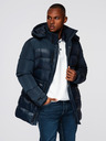 Ombre Clothing Muška prošivana jakna od kombiniranog materijala s kapuljačom - tamno plava V3 OM-JALJ-0266 Ombre Clothing