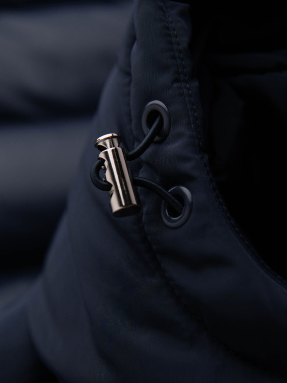 Ombre Clothing Muška prošivana jakna od kombiniranog materijala s kapuljačom - tamno plava V3 OM-JALJ-0266 Ombre Clothing