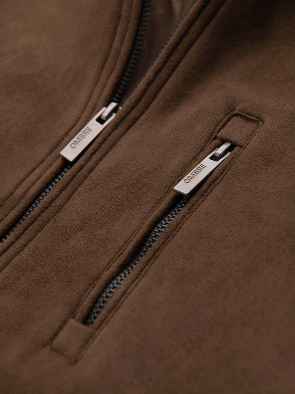 Ombre Clothing Muška zamšna bomber jakna - smeđa V1 OM-JAFL-0232 Ombre Clothing