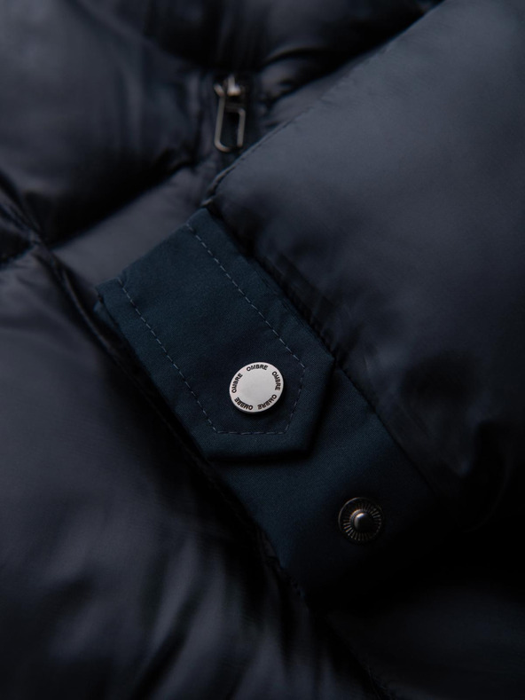 Ombre Clothing Muška jakna s kapuljačom i geometrijskim dijamantnim prošivanjem - tamno plava V2 OM-JAHP-0237 Ombre Clothing