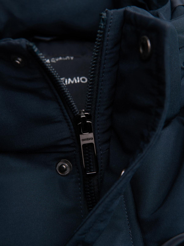 Ombre Clothing Muška jakna s kapuljačom i geometrijskim dijamantnim prošivanjem - tamno plava V2 OM-JAHP-0237 Ombre Clothing