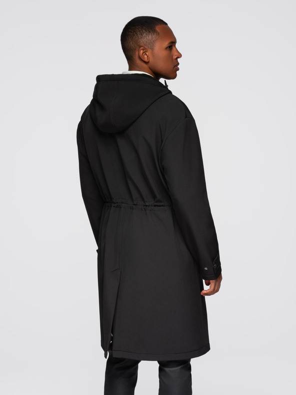 Ombre Clothing Muški kaput parka s fleecevom podstavom i regulacijom u struku - crna V2 OM-JAPJ-0314 Ombre Clothing