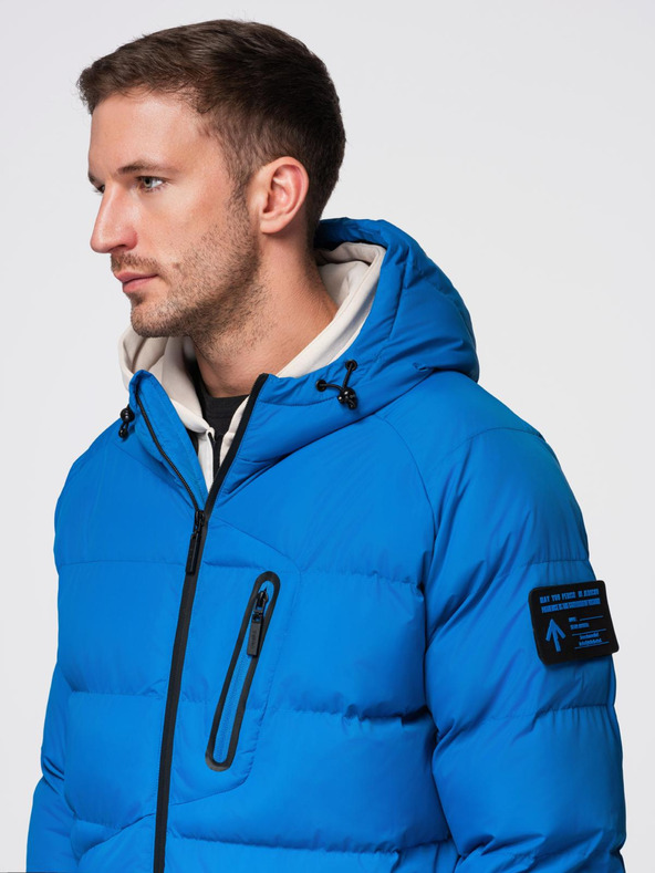 Ombre Clothing Muška topla prošivana jakna s raglan rukavima - plava V2 OM-JAHP-0302 Ombre Clothing