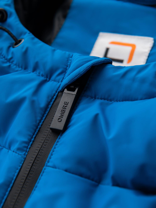 Ombre Clothing Muška topla prošivana jakna s raglan rukavima - plava V2 OM-JAHP-0302 Ombre Clothing