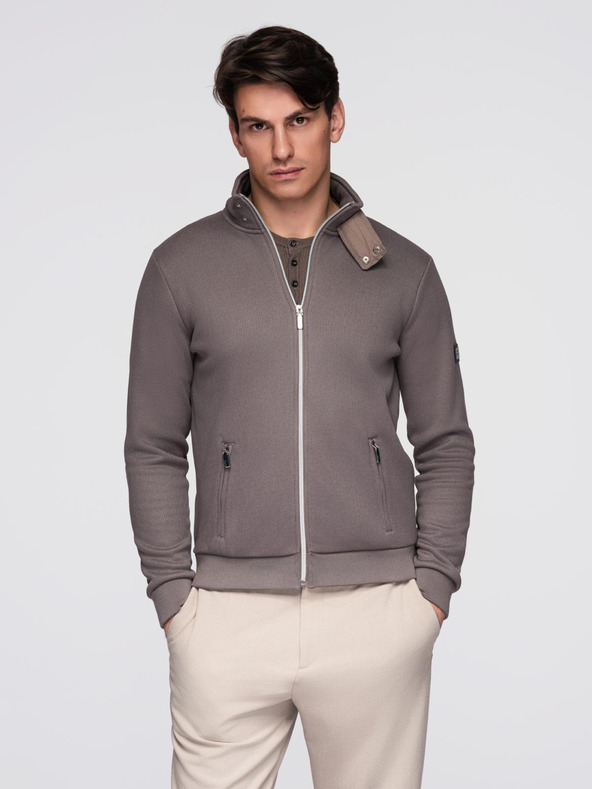 Ombre Clothing Muška jakna s visokim ovratnikom i fleecevim futorom - ash V2 C645 Ombre Clothing