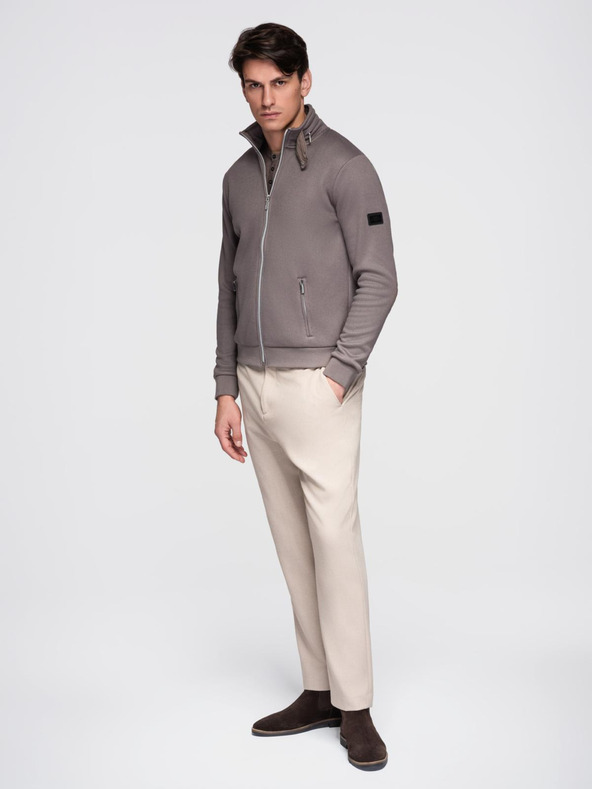 Ombre Clothing Muška jakna s visokim ovratnikom i fleecevim futorom - ash V2 C645 Ombre Clothing