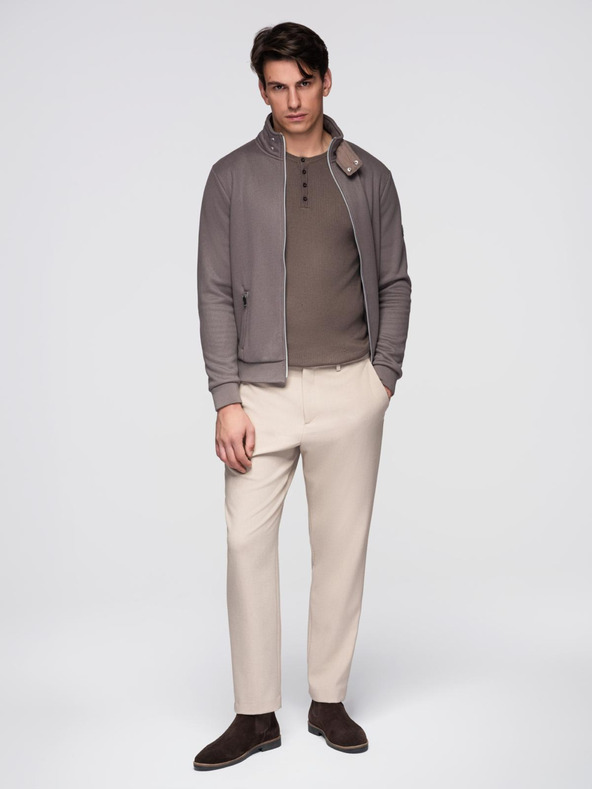 Ombre Clothing Muška jakna s visokim ovratnikom i fleecevim futorom - ash V2 C645 Ombre Clothing