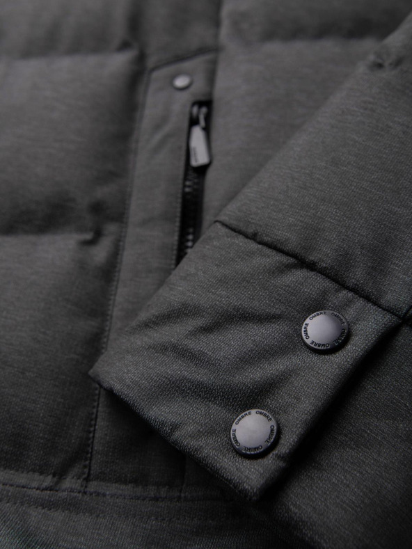 Ombre Clothing Muška dugačka prošivana jakna s kapuljačom - siva V2 OM-JALJ-0264 Ombre Clothing