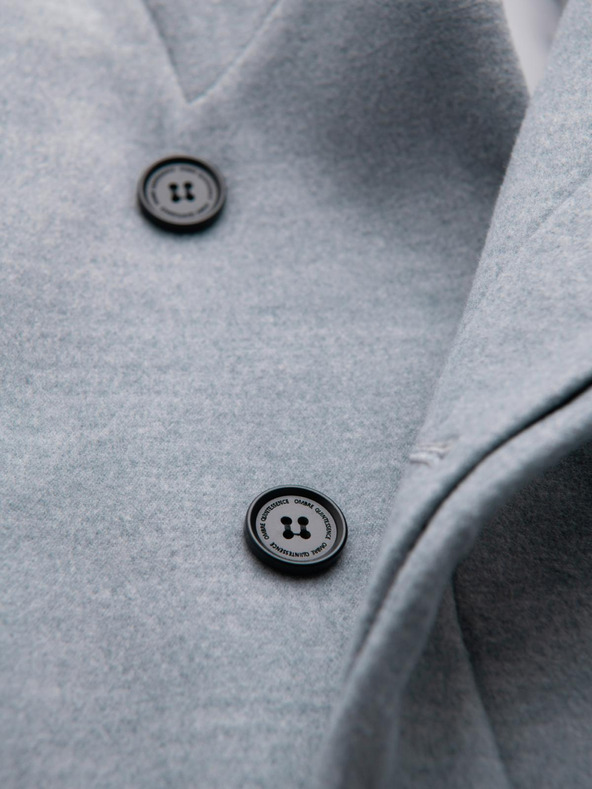 Ombre Clothing Muški kaput s visokim ovratnikom i asimetričnim zapinjanjem - siva melanž V1 OM-COWC-0141 Ombre Clothing