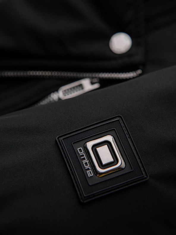 Ombre Clothing Muška prošivana jakna s kapuljačom - crna V1 OM-JAHP-0252 Ombre Clothing