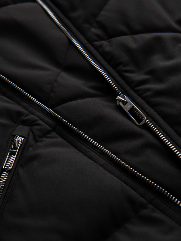 Ombre Clothing Muška prošivana jakna s kapuljačom - crna V1 OM-JAHP-0252 Ombre Clothing