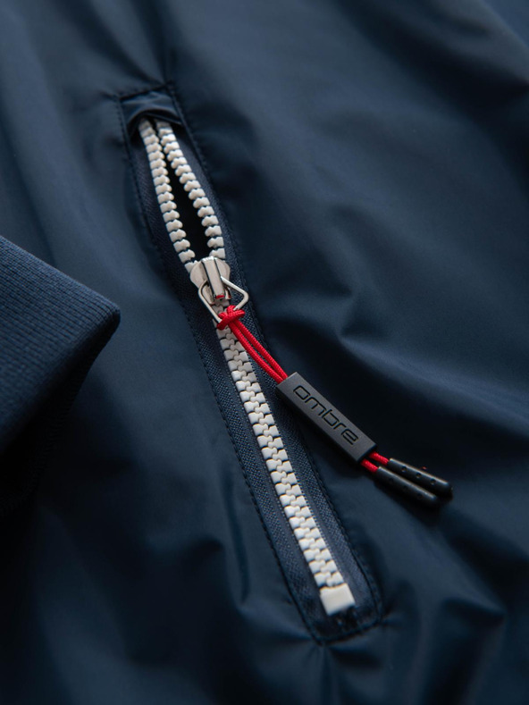 Ombre Clothing Muška kontrastna vetrovka s kapuljačom - tamno plava i bijela V1 OM-JANP-0228 Ombre Clothing