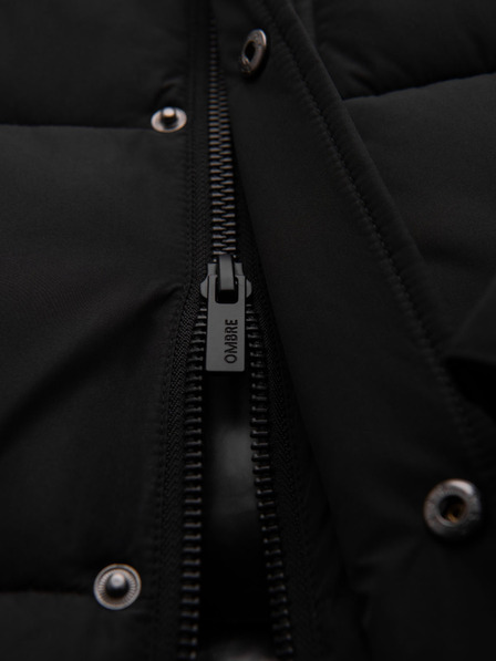 Ombre Clothing Muška dugačka prošivana zimska jakna s kapuljačom - crna V1 OM-JALJ-0309 Ombre Clothing