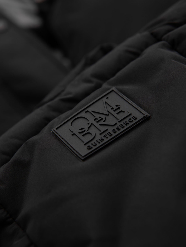 Ombre Clothing Muška dugačka prošivana zimska jakna s kapuljačom - crna V1 OM-JALJ-0309 Ombre Clothing