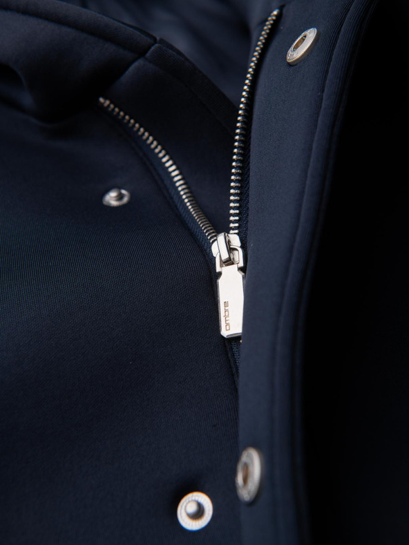 Ombre Clothing Muški minimalistički kaput srednje dužine s kapuljačom - tamno plava V5 OM-COLC-0144 Ombre Clothing