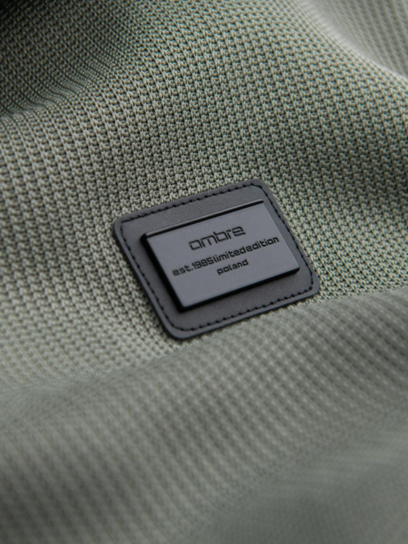 Ombre Clothing Pletena jakna s fleecevom podstavom i visokim ovratnikom - khaki V3 C645 Ombre Clothing