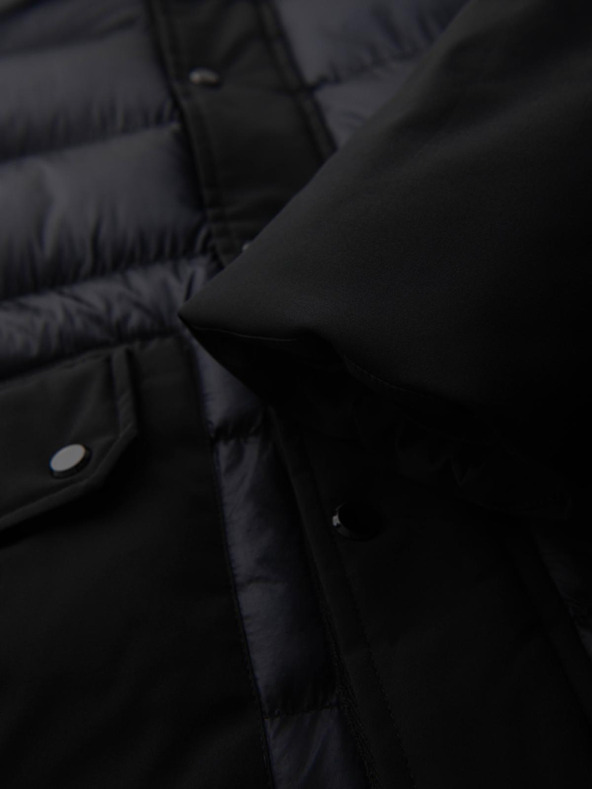 Ombre Clothing Muška dugačka prošivana jakna s velikim džepovima - crna V1 OM-JALJ-0308 Ombre Clothing