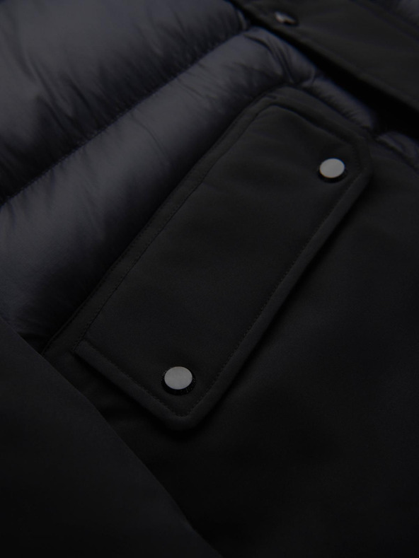 Ombre Clothing Muška dugačka prošivana jakna s velikim džepovima - crna V1 OM-JALJ-0308 Ombre Clothing