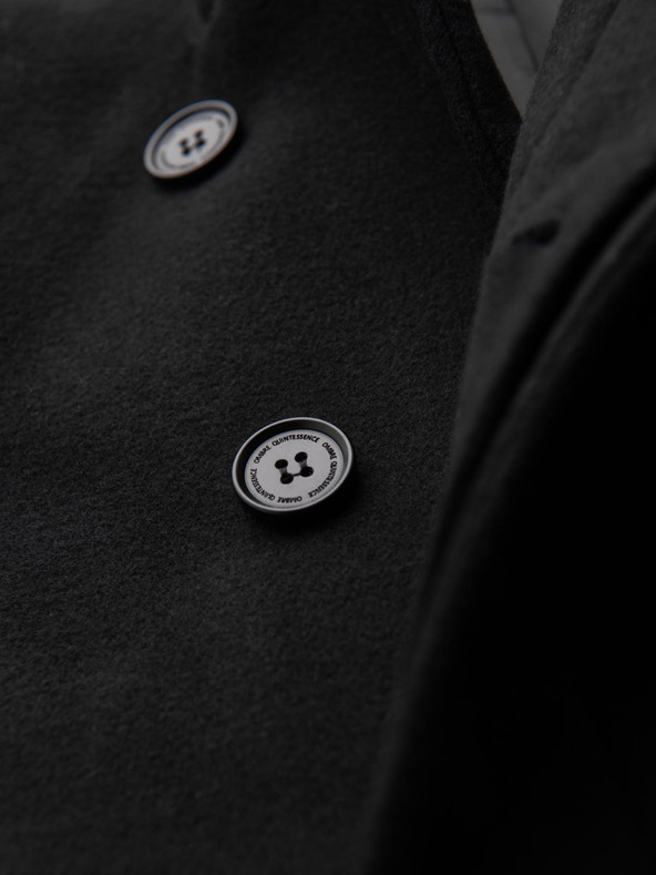 Ombre Clothing Muški kaput s visokim ovratnikom i asimetričnim zapinjanjem - crna V2 OM-COWC-0141 Ombre Clothing