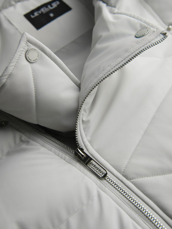 Ombre Clothing Muška prošivana jakna s kapuljačom - svetlo siva V4 OM-JAHP-0252 Ombre Clothing