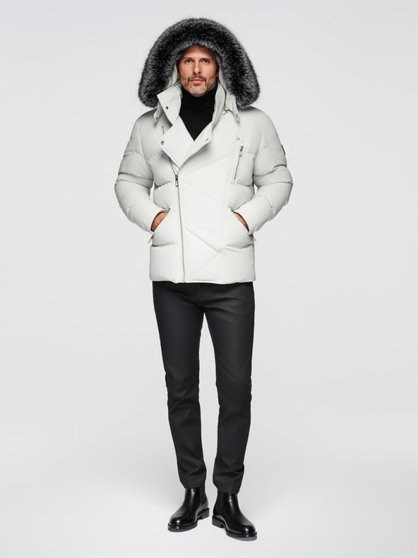 Ombre Clothing Muška prošivana jakna s kapuljačom - svetlo siva V4 OM-JAHP-0252 Ombre Clothing