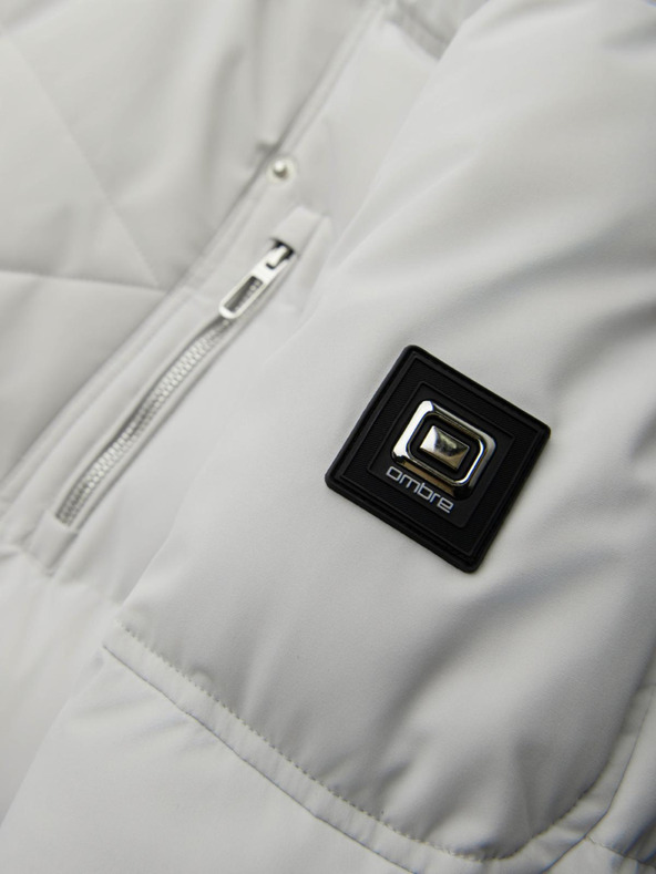 Ombre Clothing Muška prošivana jakna s kapuljačom - svetlo siva V4 OM-JAHP-0252 Ombre Clothing