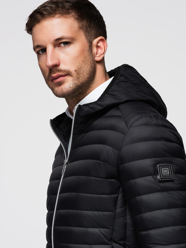 Ombre Clothing Muška ultralaganJakna od prirodnog punog puha s džepom - crna V1 OM-JALP-0211 Ombre Clothing